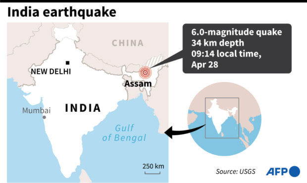 インド地震M6 